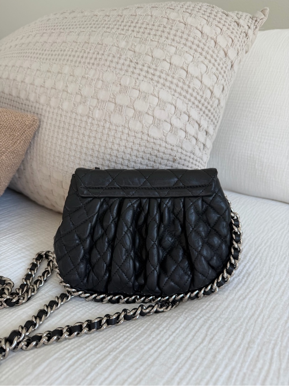 Chanel Chain Around Flap Bag Black Lambskin Silver HW w/ COA - Picture 4 of 11